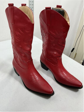 Womans New In Box Idifu Midcalf Western Cowgirl Boots Size 8 Red Block heel